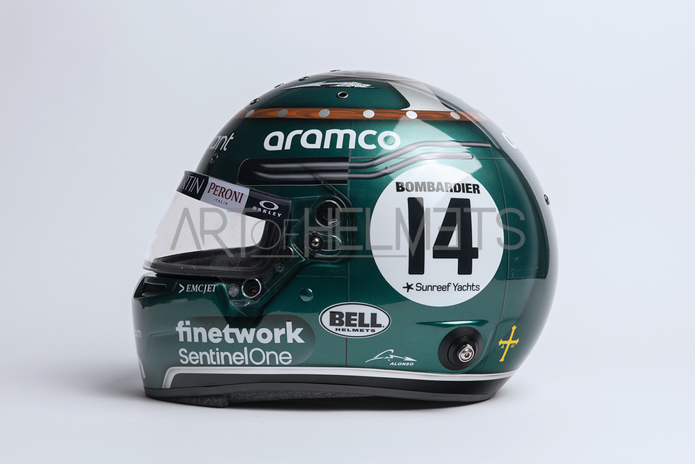 Fernando Alonso 2023 F1 Silverstone GP Full-Size 1:1 Replica Helmet