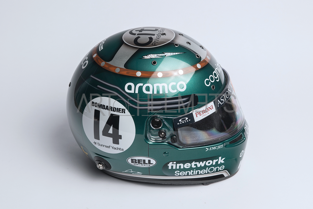 Fernando Alonso 2023 F1 Silverstone GP Full-Size 1:1 Replica Helmet