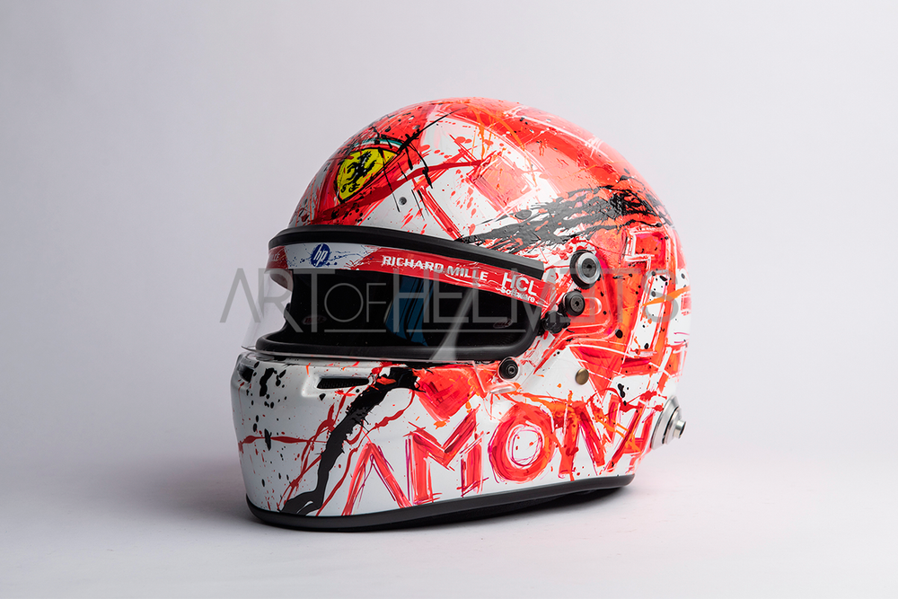 Charles Leclerc 2024 Winner Monaco Grand Prix Helmet - Hand Painted by Daniela Montesano