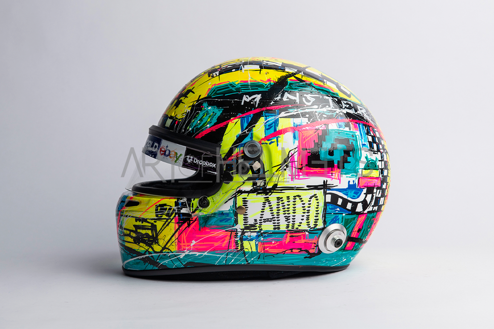 Lando Norris 2024 Silverstone "GIF" Helmet - Hand Painted by Daniela Montesano