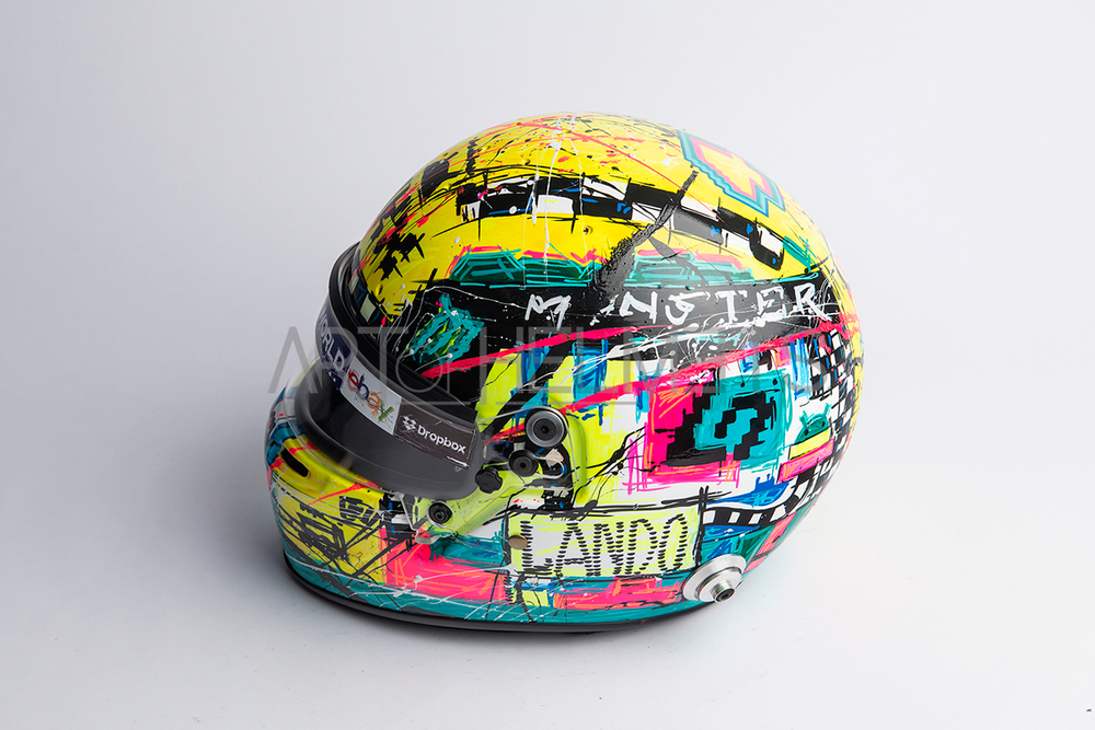 Lando Norris 2024 Silverstone "GIF" Helmet - Hand Painted by Daniela Montesano