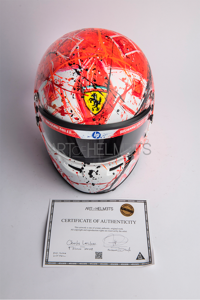 Charles Leclerc 2024 Winner Monaco Grand Prix Helmet - Hand Painted by Daniela Montesano