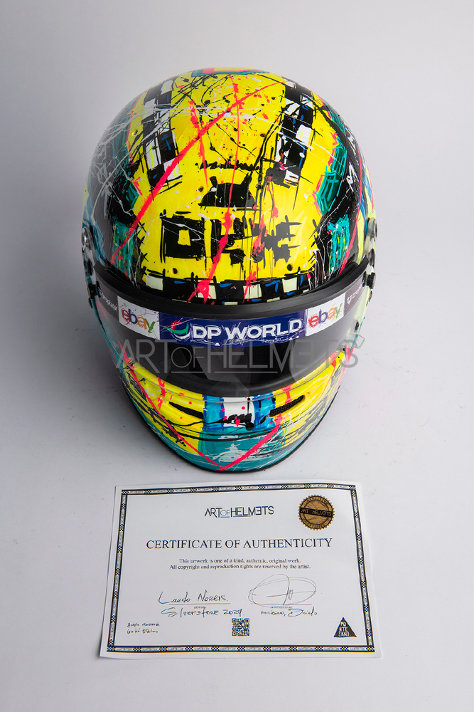 Lando Norris 2024 Silverstone "GIF" Helmet - Hand Painted by Daniela Montesano